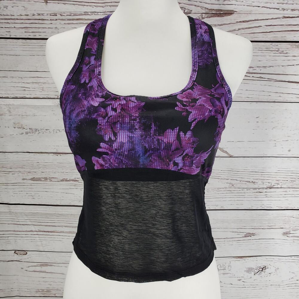 Fabletics NEW Ryan Midi Logo Sports Bra Purple Black Size Small